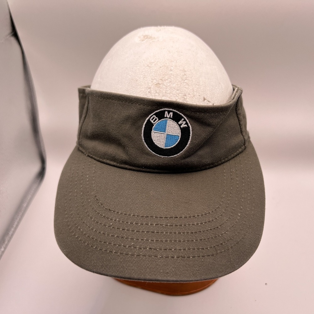 BMW Lifestyle Adjustable Sun Visor Hat Olive Green Embroidered Logo One Size